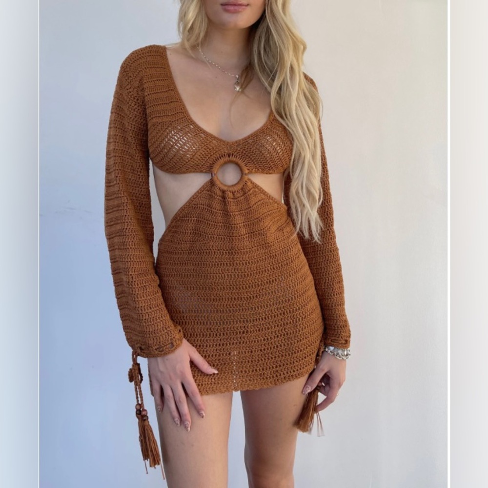 Brand new with tags! Rust crochet mini dress
